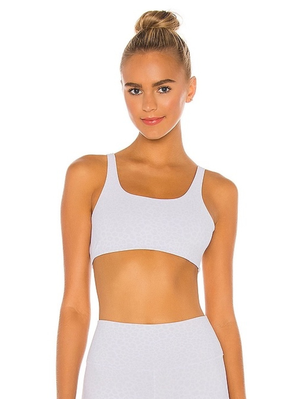 Alo Yoga Vapor Leopard Sports Bra White Grey Size XS
